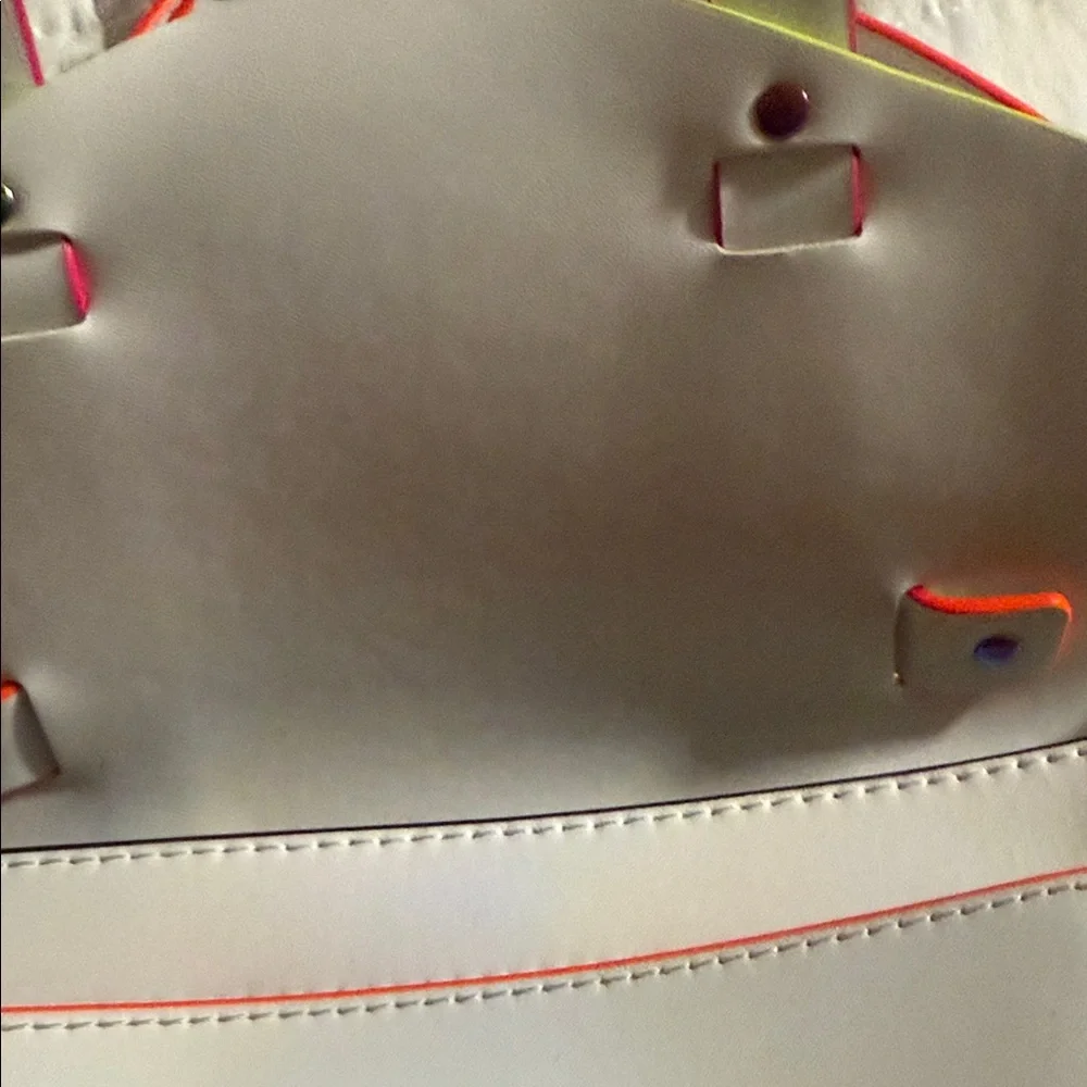 Michael Kors White Satchel with Neon Details - Picture 8 of 13